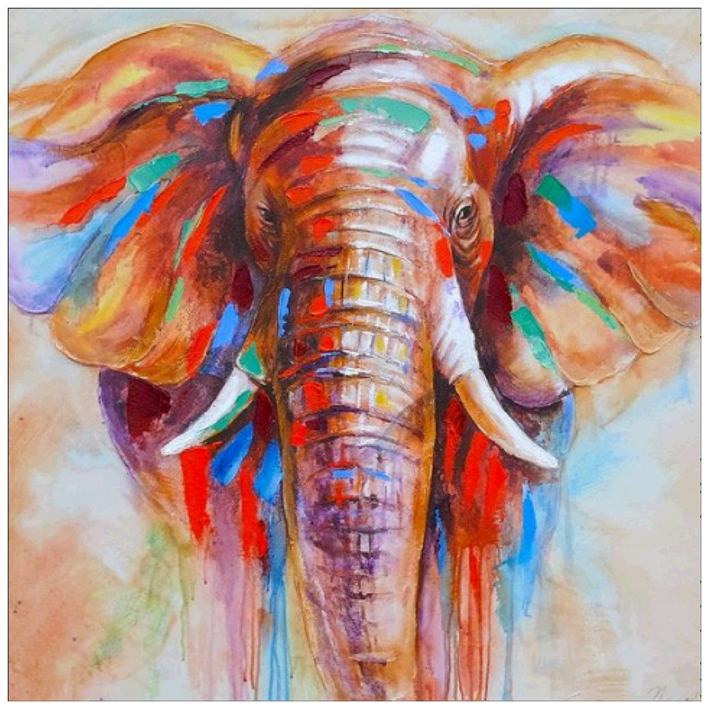 Colorful diamond paintings of elephants