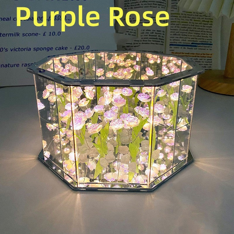 DIY Flowers Mirror Cube Lamp