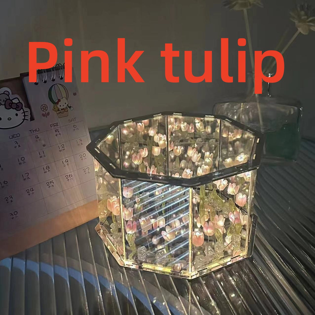 DIY Flowers Mirror Cube Lamp