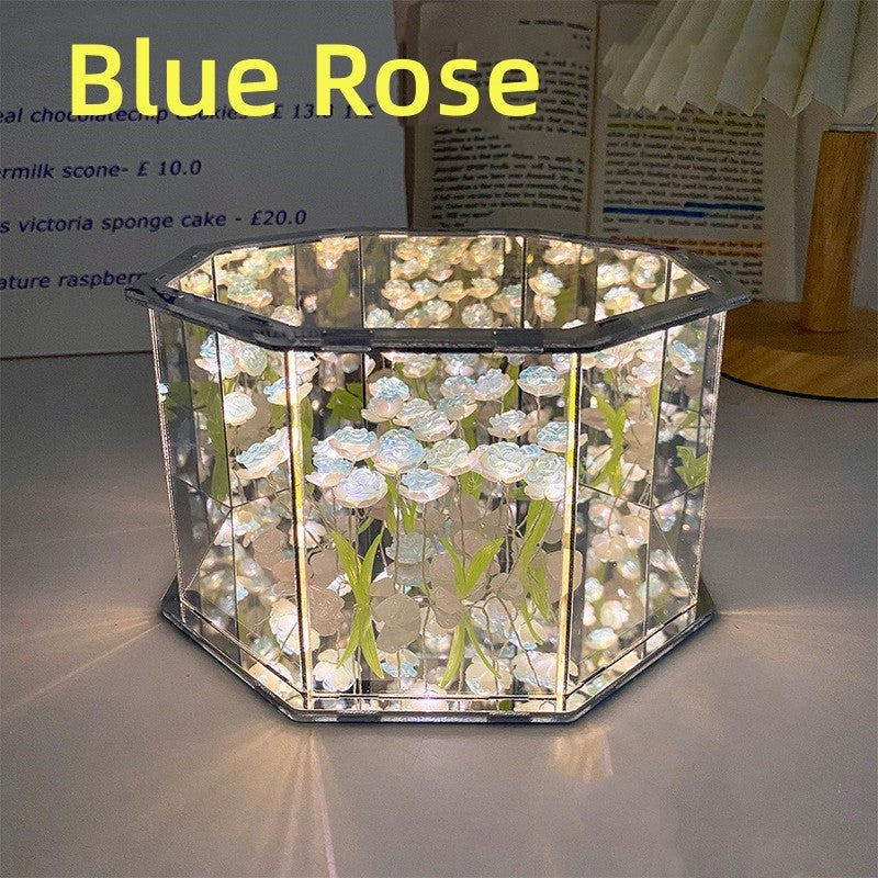 DIY Flowers Mirror Cube Lamp